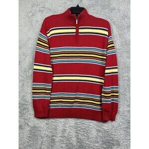 Lauren Ralph Lauren 1/4 Zip Mens Small‎ Red Stripe Sweater